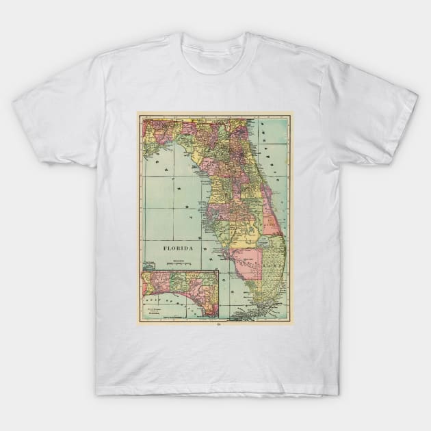 Vintage Map of Florida (1909) T-Shirt by Bravuramedia